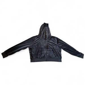 Avia Women’s XXXL 22 Black Velour Zip Up Hoodie Jacket Soft Stretch Loungewear
